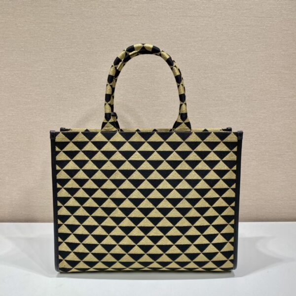 Large Prada Symbole embroidered fabric handbag