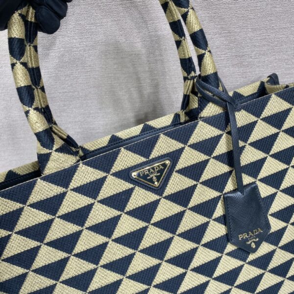 Large Prada Symbole embroidered fabric handbag