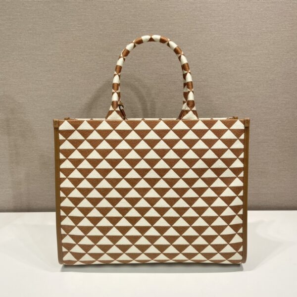 Large Prada Symbole embroidered fabric handbag