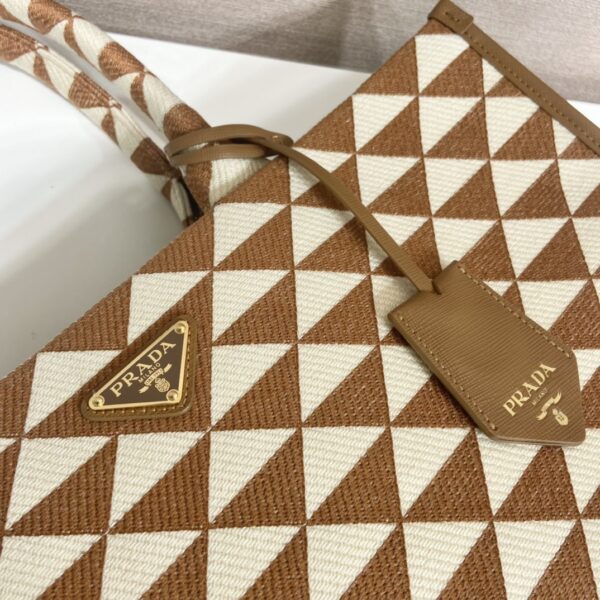Large Prada Symbole embroidered fabric handbag