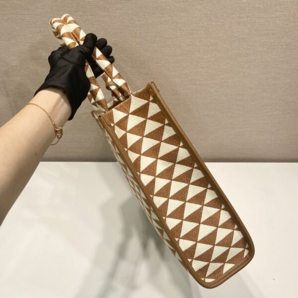 Large Prada Symbole embroidered fabric handbag