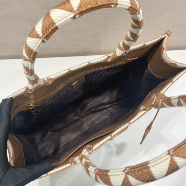 Large Prada Symbole embroidered fabric handbag