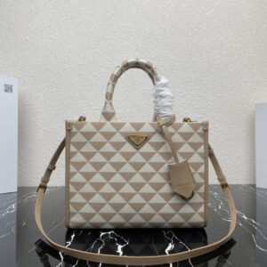 Small Prada Symbole embroidered fabric handbag