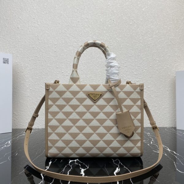 Small Prada Symbole embroidered fabric handbag
