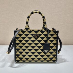 Small Prada Symbole embroidered fabric handbag