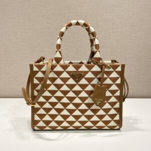 Small Prada Symbole embroidered fabric handbag