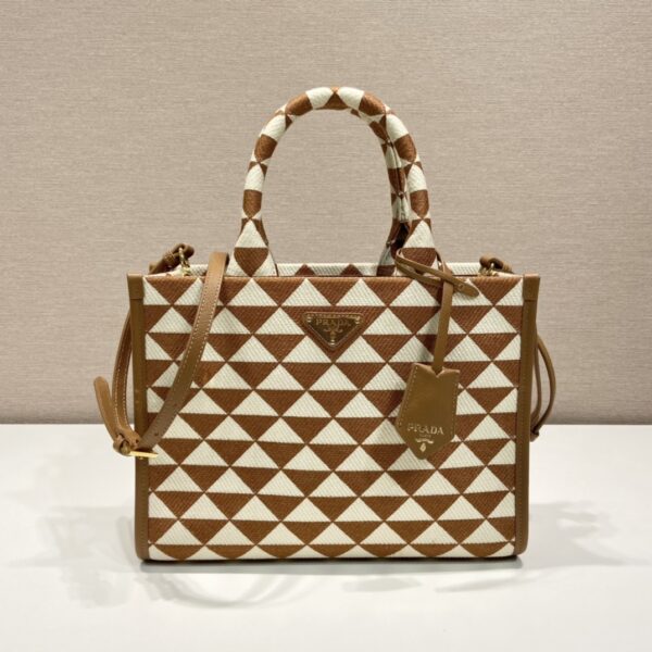 Small Prada Symbole embroidered fabric handbag