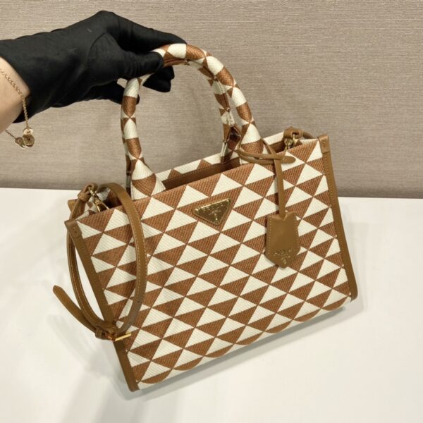 Small Prada Symbole embroidered fabric handbag