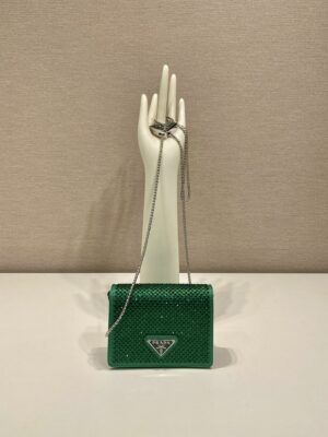 Prada Cardholder with shoulder strap and crystals