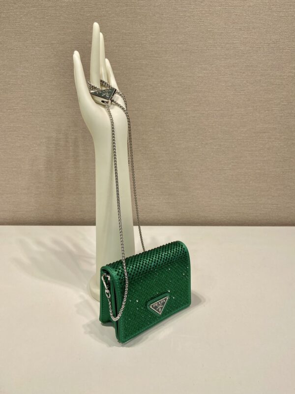 Prada Cardholder with shoulder strap and crystals