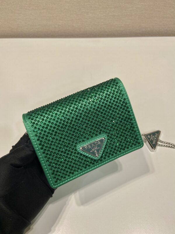 Prada Cardholder with shoulder strap and crystals