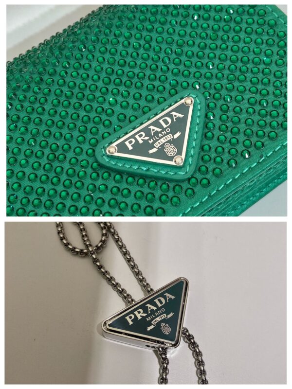 Prada Cardholder with shoulder strap and crystals