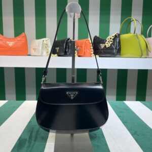 Prada Cleo brushed leather shoulder bag with flap