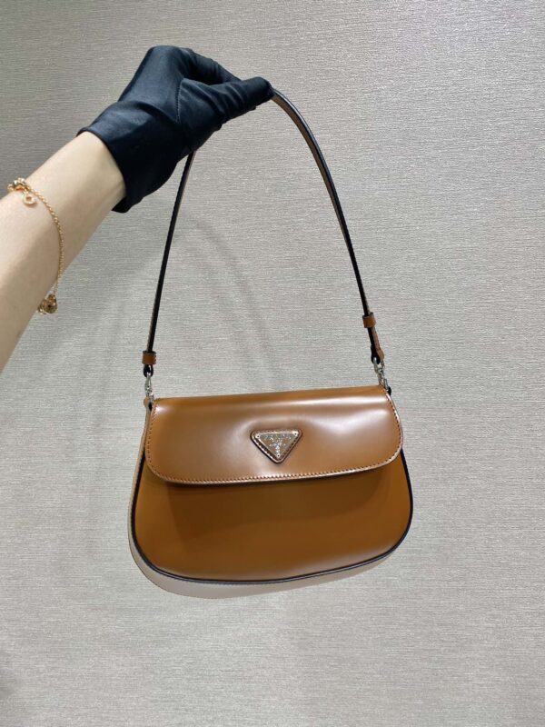 Prada Cleo brushed leather shoulder bag with flap