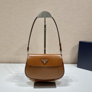 Prada Cleo brushed leather shoulder bag with flap