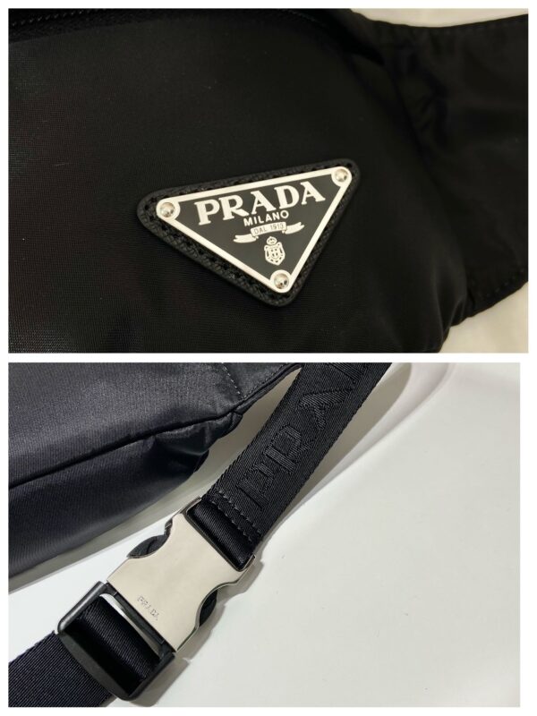 Prada Black Re-nylon And Saffiano Leather Belt Bag