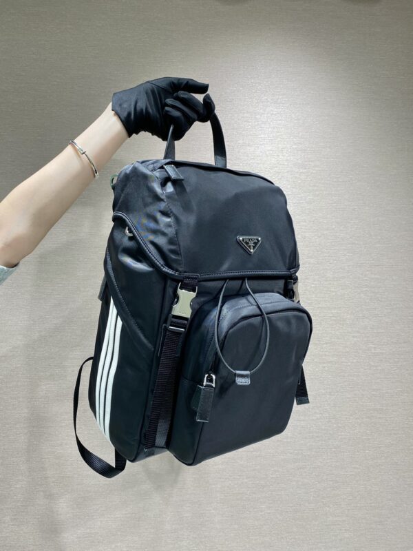 Prada Black Re-nylon And Saffiano  Backpack