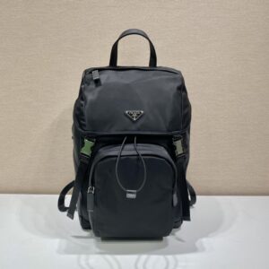 Prada Black Re-nylon And Saffiano  Backpack