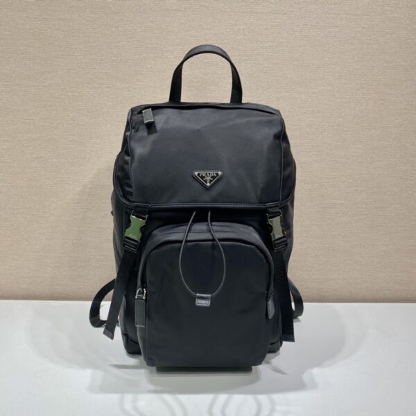 Prada Black Re-nylon And Saffiano  Backpack