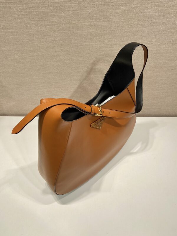 Prada Large Leather Shoulder Bag With Topstitching