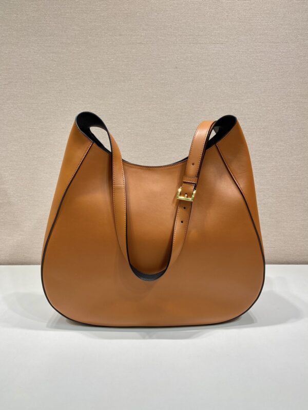 Prada Large Leather Shoulder Bag With Topstitching
