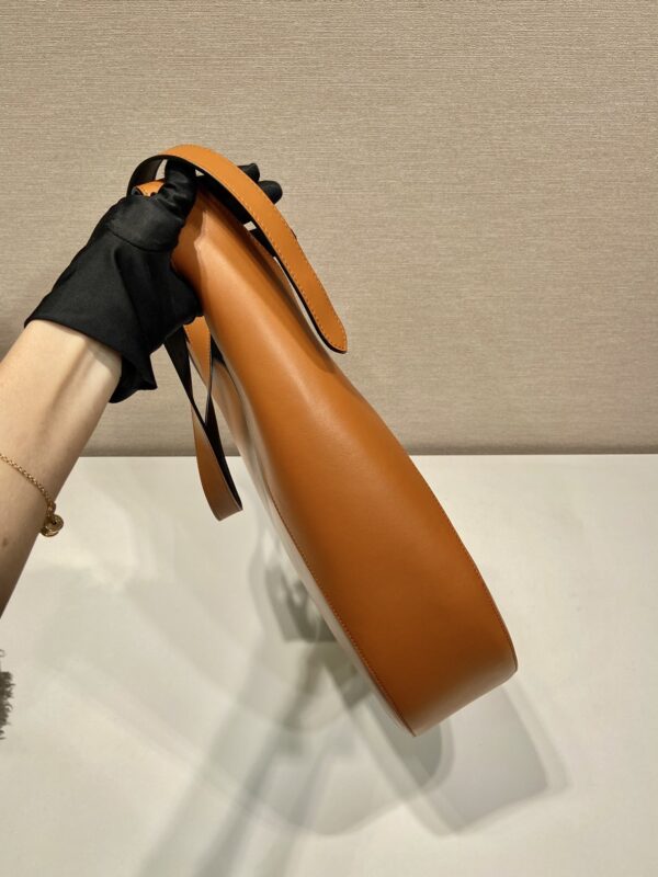 Prada Large Leather Shoulder Bag With Topstitching