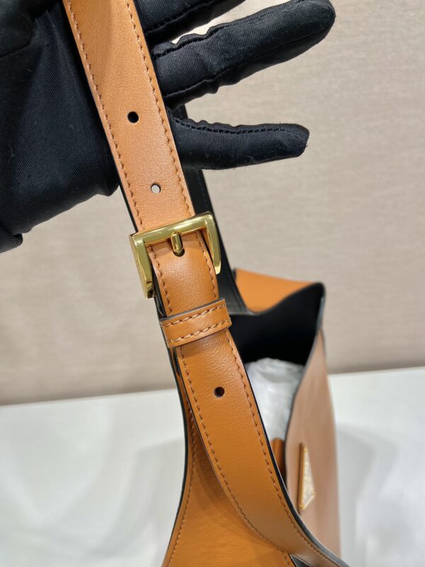 Prada Large Leather Shoulder Bag With Topstitching