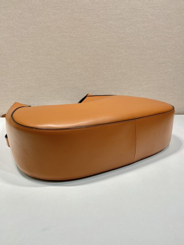 Prada Large Leather Shoulder Bag With Topstitching