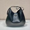 Prada Large Leather Shoulder Bag With Topstitching