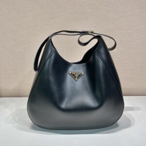 Prada Large Leather Shoulder Bag With Topstitching