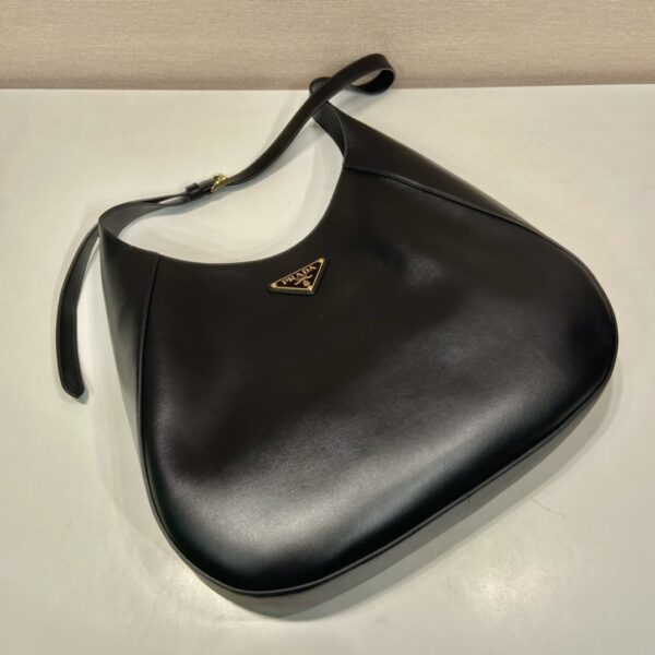Prada Large Leather Shoulder Bag With Topstitching