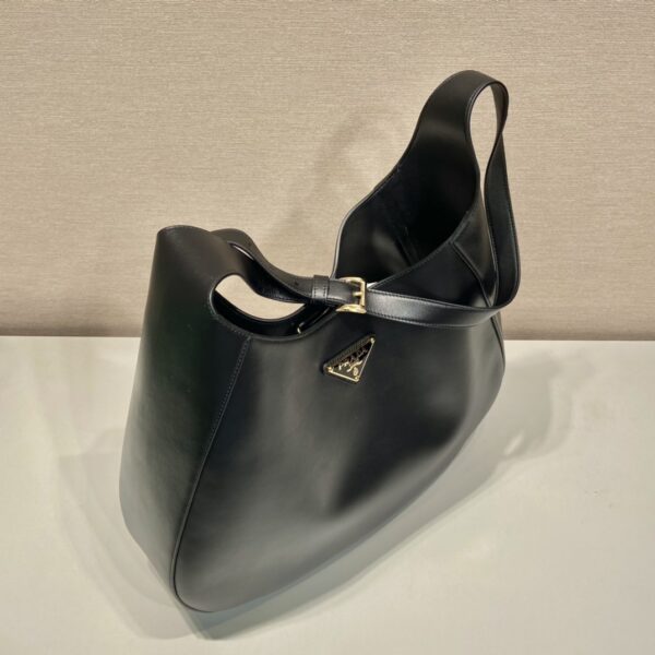Prada Large Leather Shoulder Bag With Topstitching