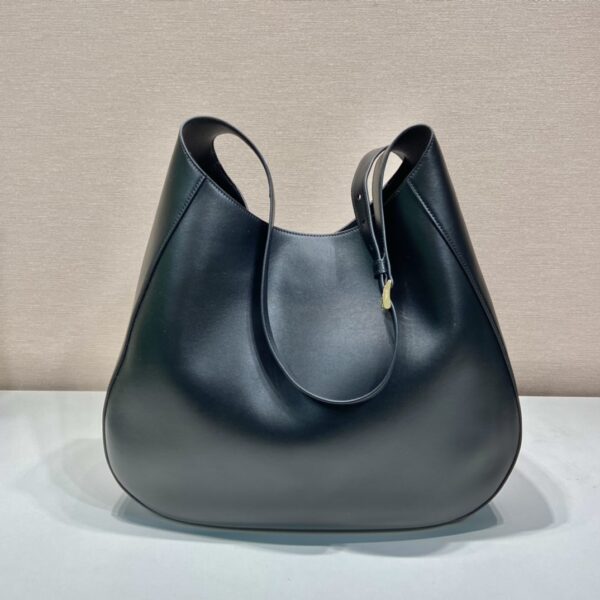 Prada Large Leather Shoulder Bag With Topstitching