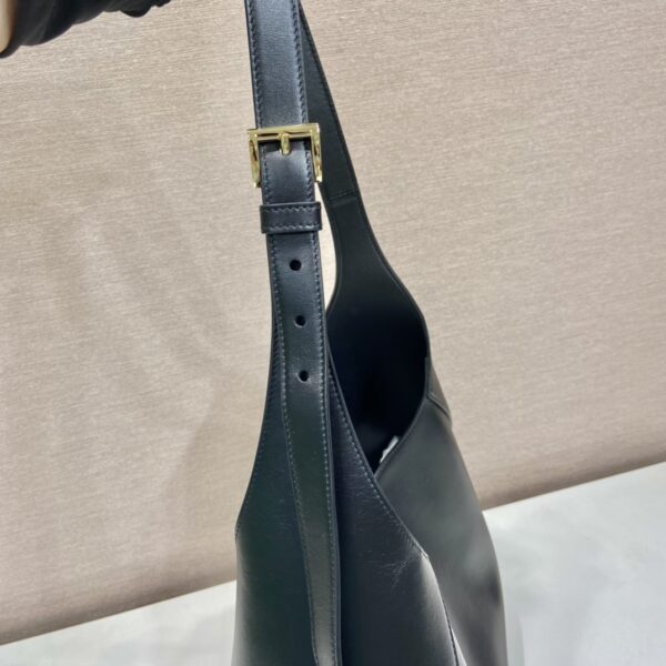 Prada Large Leather Shoulder Bag With Topstitching