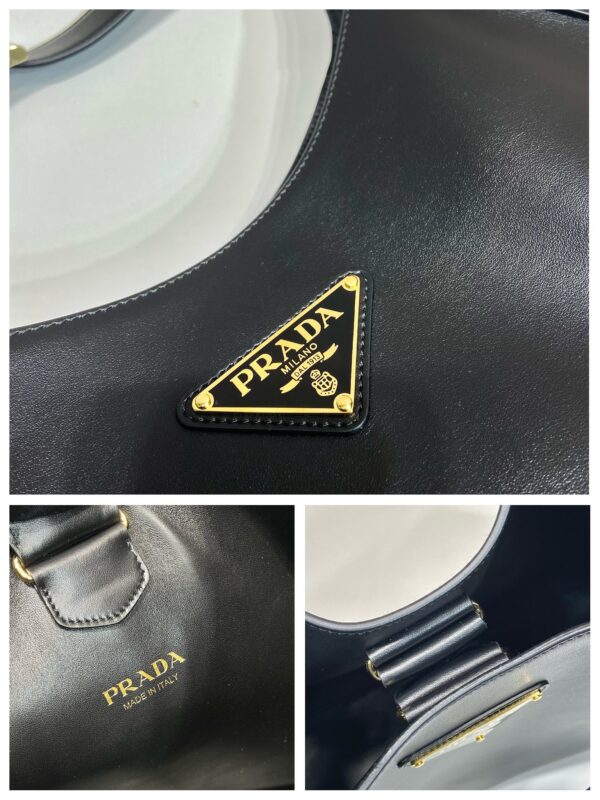 Prada Large Leather Shoulder Bag With Topstitching