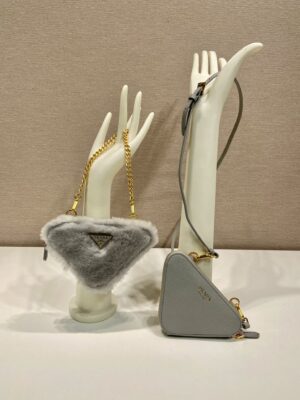 Prada Shearling and Saffiano Leather Mini-pouch