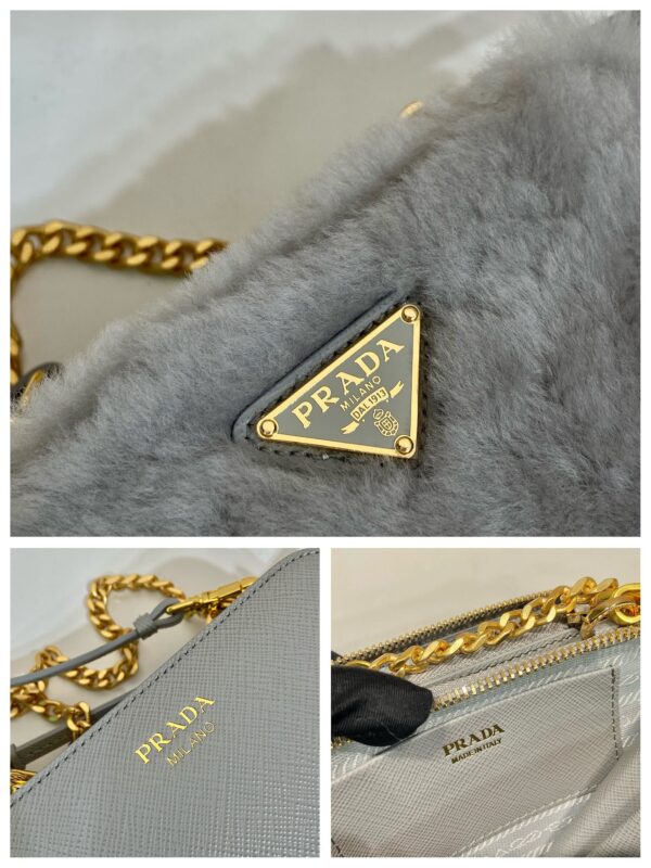 Prada Shearling and Saffiano Leather Mini-pouch
