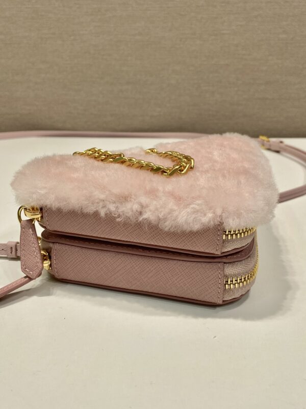 Prada Shearling and Saffiano Leather Mini-pouch