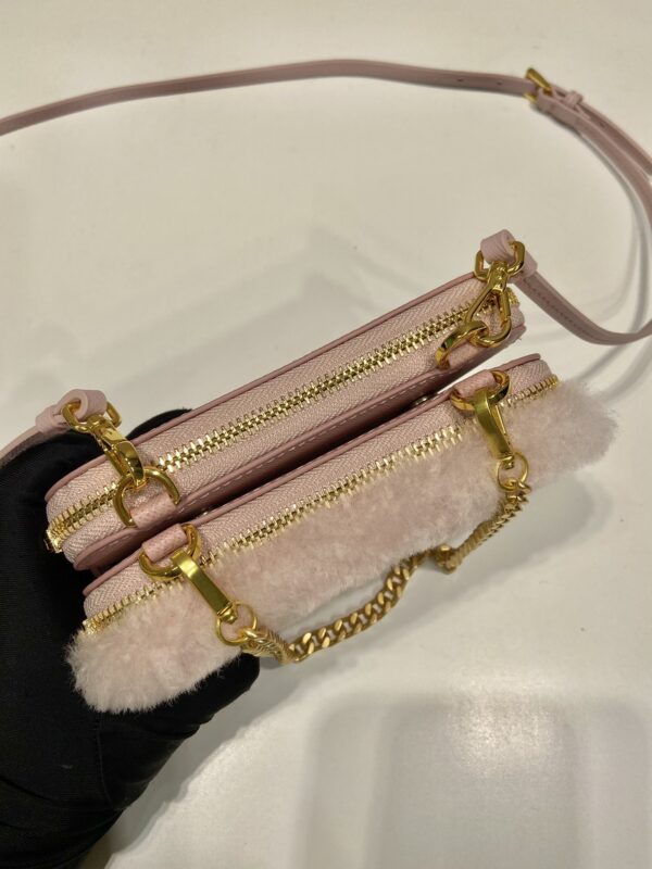 Prada Shearling and Saffiano Leather Mini-pouch