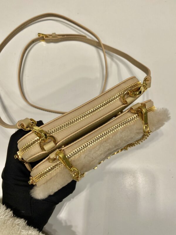 Prada Shearling and Saffiano Leather Mini-pouch