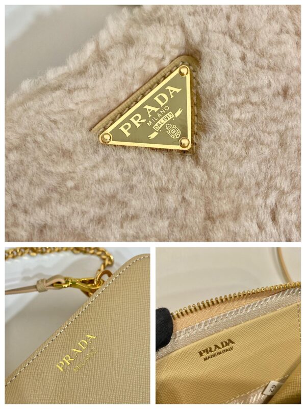 Prada Shearling and Saffiano Leather Mini-pouch