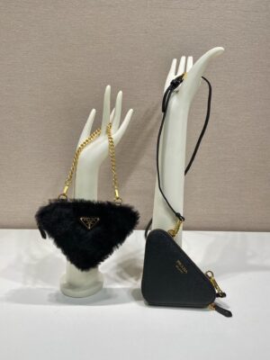 Prada Shearling and Saffiano Leather Mini-pouch