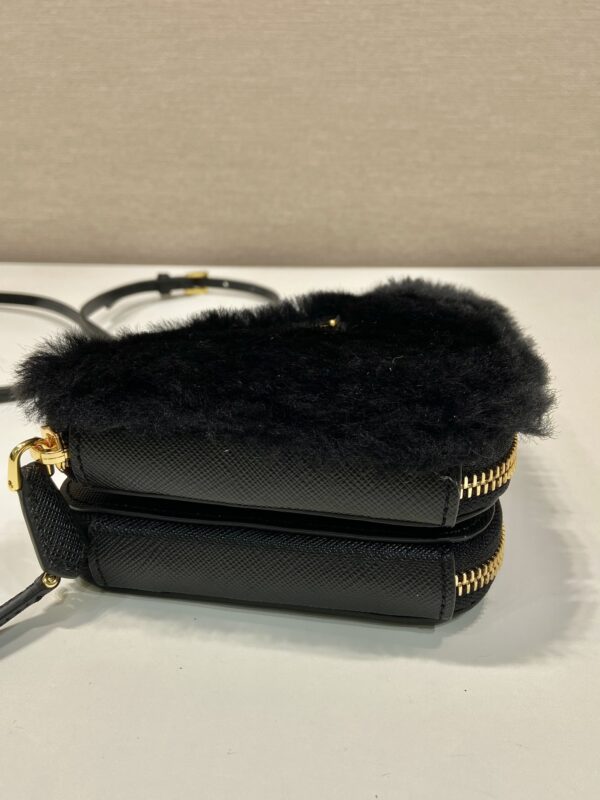 Prada Shearling and Saffiano Leather Mini-pouch