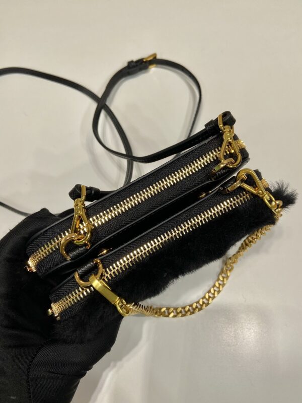 Prada Shearling and Saffiano Leather Mini-pouch