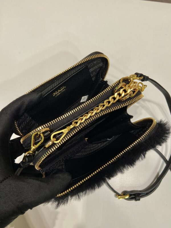 Prada Shearling and Saffiano Leather Mini-pouch