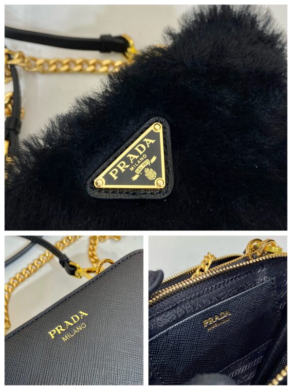 Prada Shearling and Saffiano Leather Mini-pouch