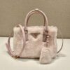 Prada Galleria Saffiano Shearling Top-Handle Bag
