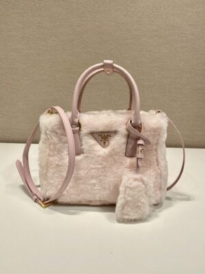 Prada Galleria Saffiano Shearling Top-Handle Bag