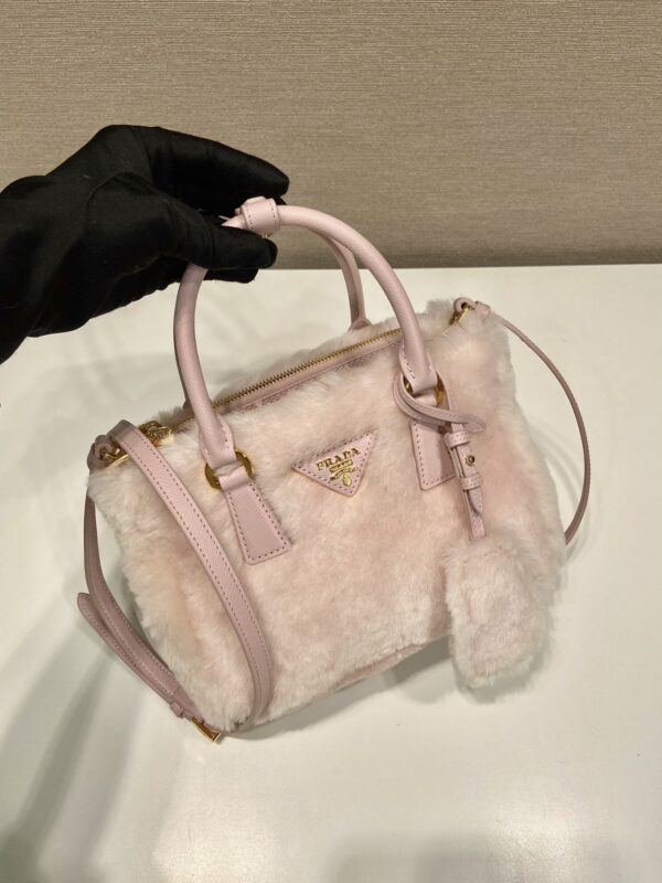 Prada Galleria Saffiano Shearling Top-Handle Bag