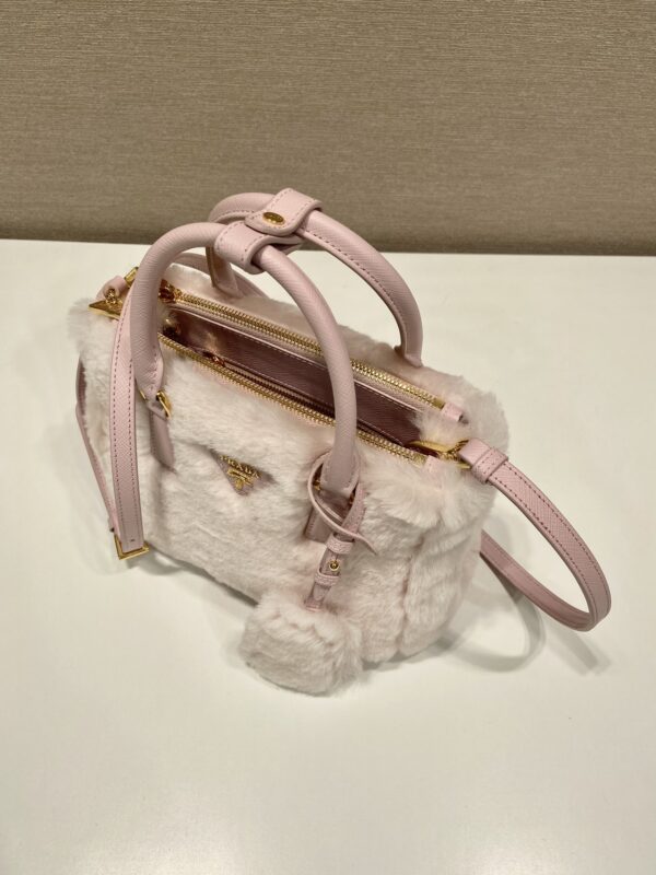 Prada Galleria Saffiano Shearling Top-Handle Bag